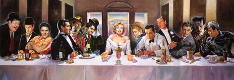 Gag photo #ideas for "The Last Supper of 2017" #dinnerparty or #farewell #party! Tarrant Hightopp, Marilyn Monroe Elvis Presley, Da Vinci Last Supper, Last Supper Art, With All Due Respect, Last Dinner, Old Hollywood Movie, Vevey, The Last Supper