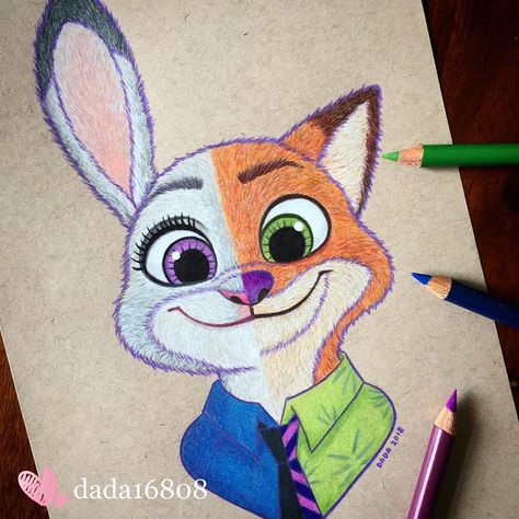 Judy Hopps vs. Nick (Drawing by Dada16808 @Instagram) #Zootopia Beautiful Pencil Drawings, Disney Drawings Sketches, Disney Paintings, Drawing Hands, Cute Disney Drawings, Wallpaper Disney, Disney Art Drawings, School Hairstyles, Pinturas Disney