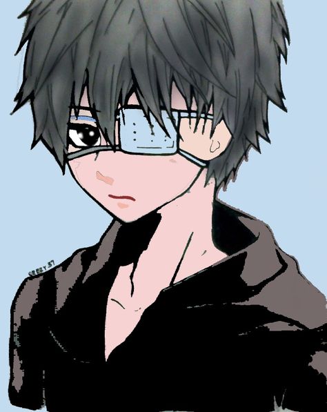 Eyepatch Eyepatch Anime Character, Anime Eyepatch Design, Eyepatch Reference, Character With Eyepatch, Anime Guy Eyepatch, Man With Eyepatch, Male Eyes, Black Hair, Art Reference