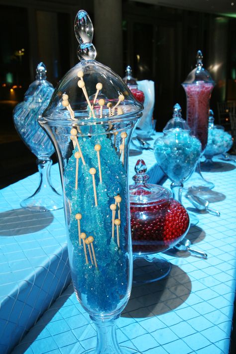 Fire and Ice theme candy bar, Früzen Ice can customize this for your party or event! Fire And Ice Wedding, Ice Wedding, Ice Theme, Fire Theme, Fire N Ice, Ice Party, Gala Themes, Ice Candy, Prom Themes