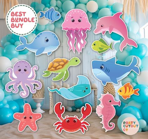 Under The Sea Animals, Birthday Mermaid, Under The Sea Birthday, First Birthday Themes, Sea Birthday, Under The Sea Party, Sea Animal, Whale Shark, Pirate Party