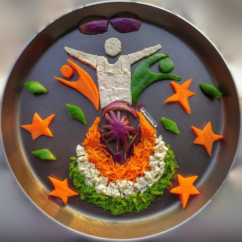 Tricolor Food Art Salad Decoration Ideas Creative, Simple Art For Beginners, Independence Day Food Ideas, Tricolour Food, Landform Projects, Fireless Cooking, Fruit Salad Decoration, Dish Decoration, Salad Decoration Ideas