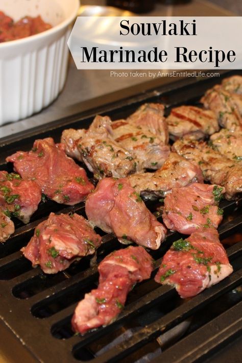 Souvlaki Marinade Recipe. Juicy pieces of succulent meat are the result when you use this easy-to-make, delicious, and tasty souvlaki recipe. Pork Slovakia Marinade, Slouvaki Marinade, Pork Slouvaki, Pork Souvlaki Marinade, Beef Souvlaki Recipe, Beef Souvlaki, Beef Marinades, Lamb Souvlaki Recipe, Lamb Souvlaki