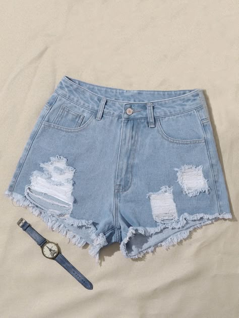 Rome Outfits, Girls Denim Shorts, Ripped Jean Shorts, Stretch Denim Shorts, Ripped Denim Shorts, Ripped Shorts, Shorts Denim, Ripped Denim, Really Cute Outfits