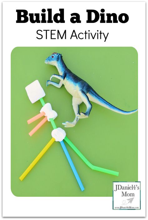 Build a Dino STEM Activity - Build a dinosaur using straws and marshmallows. Build A Dino, Build A Dinosaur, Dinosaur Classroom, Dinosaur Lesson, Dinosaur Theme Preschool, Dinosaur Activities Preschool, Kindergarten Stem, Dinosaurs Preschool, Preschool Stem