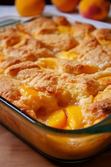 oven-baked peach cobbler! - Delicious Dinner Easy Peach Cobbler Recipe, Peach Dessert Recipes, Cobbler Topping, Baked Peach, Peach Cobbler Easy, Peach Desserts, Peach Cobbler Recipe, Peach Pie, Cobbler Recipes