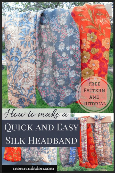 Sewing Tutorial: Make a Quick and Easy Silk Headband Silk Headband Diy, Headband Sewing, Sewing Headbands, Thread Catcher, Sewing Seams, Beginner Sewing Patterns, Bernina Sewing, Basic Sewing, Sewing 101