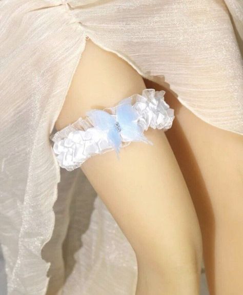 White lace leg garter with Blue bow wedding garter - diamanté  | eBay Garters Aesthetic, White Garter, White Garters, Butterfly Lace, Bow Wedding, Leg Garter, Wedding Garter, Wedding Bows, Up Wedding