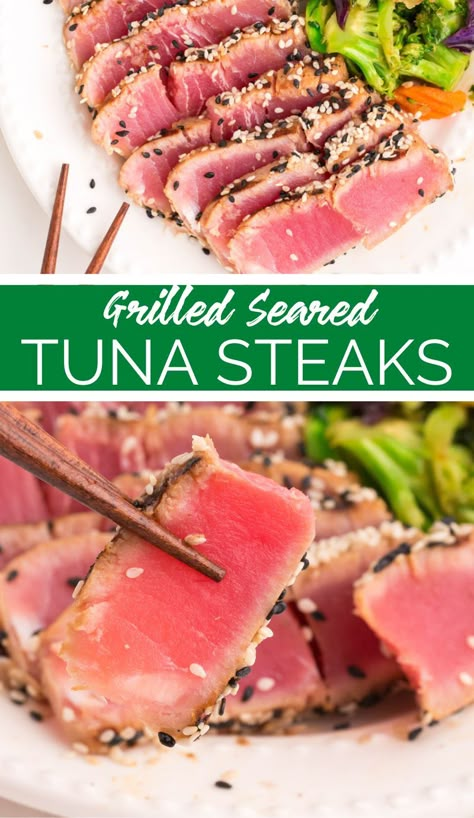 Grilled Ahi Tuna Recipe, Grilled Ahi Tuna, Tuna Steak Marinade, Tuna Marinade, Seared Ahi Tuna Recipe, Grilled Tuna Steaks Recipes, Fresh Tuna Recipes, Honey Marinade, Ahi Tuna Steaks