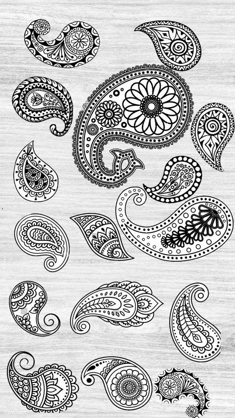 Simple Paisley Pattern, Background Drawing Ideas, Drawing Ideas Doodles, Paisley Drawing, Paisley Doodle, Henna Drawings, Doodle Art Journals, Doodle Inspiration, Paisley Art