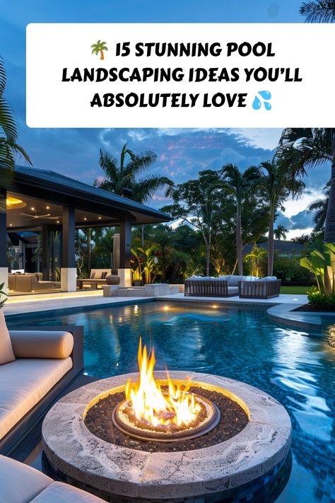 Transform your backyard into a dreamy oasis with these 15 gorgeous pool landscaping ideas! From lush greenery to sleek modern designs, discover stunning inspirations to make your pool area the ultimate retreat. Perfect for any style or budget! 🏖️ #PoolLandscaping #BackyardGoals #OutdoorDesign Fire Pit Next To Pool, Pool Landscaping Ideas, Kidney Shaped Pool, Pool Ideas, Lush Greenery, Pool Landscaping, Cool Pools, Pool Area, Outdoor Design