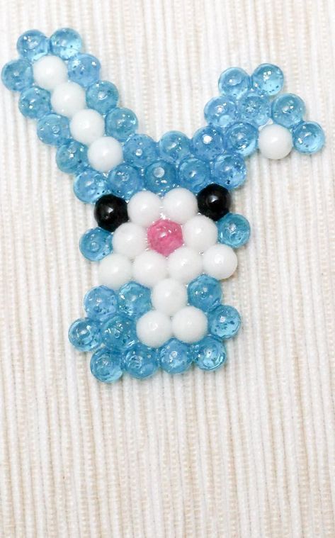 Beados bunny rabbit water bead picture Aquabeads Ideas, Pony Bead Patterns, Bead Crochet Patterns, Aqua Beads, Beads Pictures, Bead Embroidery Patterns, Diy Perler Beads, Water Beads, Bead Weaving Patterns