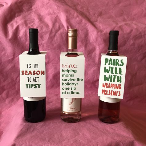 Wine Hostess Gift, Wine Bottle Gift Tags, Wine Favors, Bottle Gift Tags, Christmas Wine Bottle, Christmas Wine Bottles, Wine Mom, Wine Bottle Gift, Bottle Tags