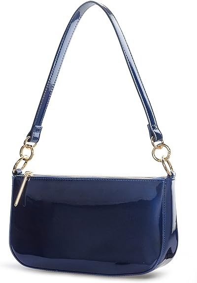 HOXIS Glossy Faux Patent Leather Women Shoulder Bag Shiny Clutch Crossbody Bag 90s Purse, Navy : Amazon.ca: Clothing, Shoes & Accessories 90s Shoulder Bag, Women Shoulder Bag, Shoulder Bag Women, Leather Women, Patent Leather, Shoulder Bags, Crossbody Bag, Women Handbags, Shoe Accessories