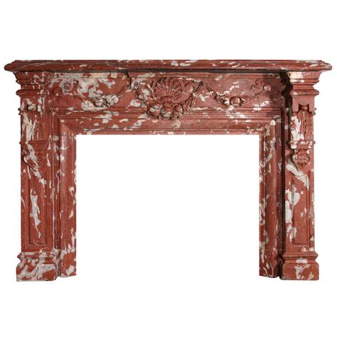 French Louis XIV Style Red Languedoc Marble Fireplace Surround Red Marble Fireplace, Fireplace Chimney, Fireplaces And Mantels, Chestnuts Roasting, Granite Fireplace, Interesting Decor, Tall Fireplace, Fireplace Seating, Natural Stone Fireplaces