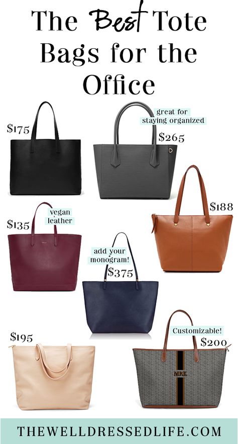 Looking for a new tote bag for work? We found six chic, affordable and professional bags you can take to the office.  #businesscasual #businessprofessional #outfitsforwork #handbags Bag Office Women, Office Purse Work Bags, Tote Bag Office, Purse For Work, Office Bags For Women To Work Classy, Professional Bags For Work, Women’s Work Laptop Bag, Computer Tote Bag Women, Bags Every Woman Should Own