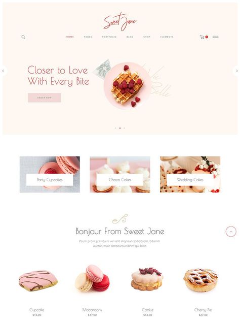 18+ Best WordPress Themes for Bakeries 2020 (Free & Premium) Dessert Website Design, Cake Shop Website Design, Baking Website Design, Bakery Website Design, Feminine Cake, Luxury Layout, Fake Toys, Baking Website, Stationary Table