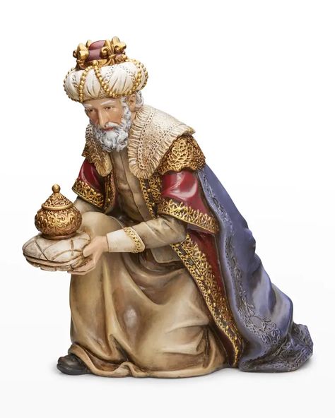 HFA0C Fontanini 12.5"H Kneeling King Gaspar 19" Scale Nativity Figure Mark Roberts Christmas, Nativity Scene Display, Fontanini Nativity, Nativity Scene Sets, Christmas Photo Album, Diy Nativity, Mark Roberts, Katherine's Collection, Gorgeous Centerpieces