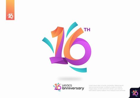 Number 16 logo icon design, 16th birthda... | Premium Vector #Freepik #vector #20-logo #number-logo #20-years #logo-illustration 16 Number Design, Logo Number Design, Logo Aniversario, 13 Anniversary, 10 Logo Design, Number Logo Design, Trust Logo, Solar Logo, Numbers Typography