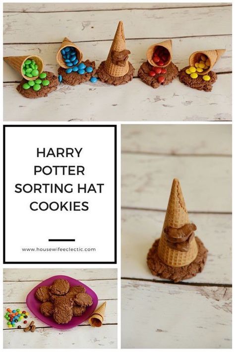 Harry Potter Sorting Hat Cake, Harry Potter Sorting Hat Food, Sorting Hat Dessert, Harry Potter Sorting Hat Cookies, Sorting Hat Cookies, Party Harry Potter, Harry Potter Treats, Gateau Harry Potter, Harry Potter Birthday Party Ideas