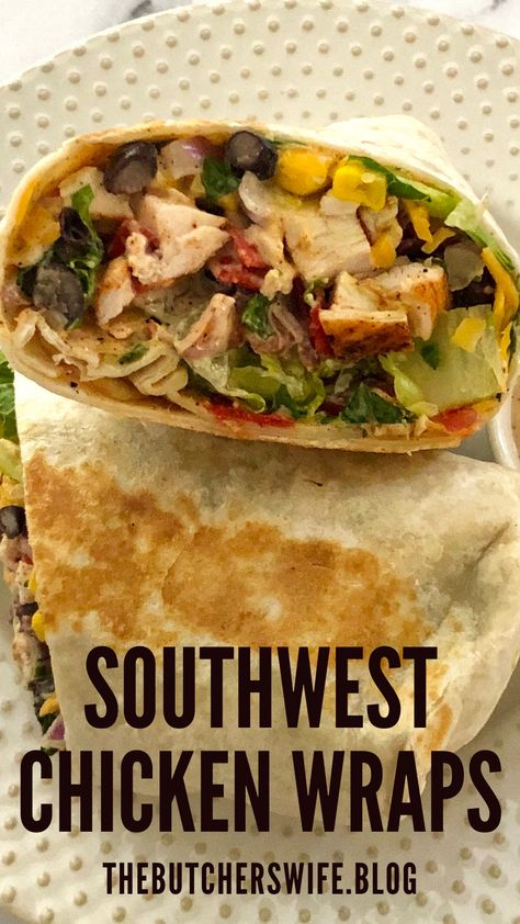 Southwestern Chicken Wrap, Southwest Chicken Wraps, Grilled Chicken Wraps, Bbq Chicken Wraps, Steak Wraps, Sandwich Wraps Recipes, Tortilla Strips, Chicken Wrap Recipes, Bbq Chicken Salad