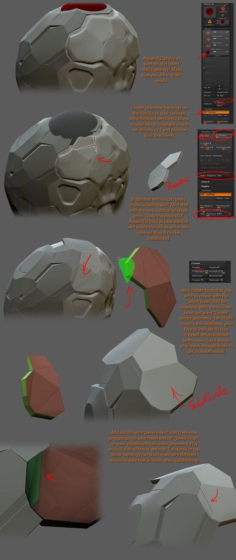 Creasing and Hard surface work flow for ZBrush: Zbrush Hard Surface, Zbrush Tips, Sculpting Tutorials, Zbrush Tutorial, Hard Surface Modeling, 3d Modeling Tutorial, Digital Sculpting, Digital Sculpture, Modeling Techniques