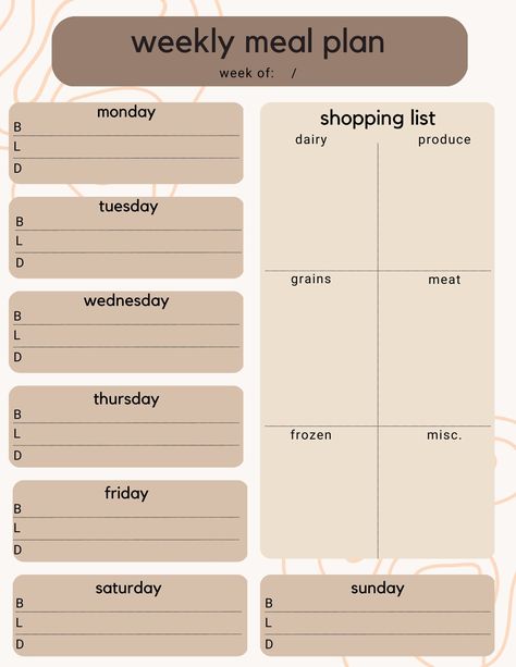 Get your week started off right with this all-in-one meal planning template! This template helps you plan out your meals for the week and plan our your grocery shopping trip. Use this every week for: >Daily meal planning for breakfast, lunch and dinner >Grocery shopping list by category This is a digital PDF file only - Print & handwrite only or download and fill in on iPad/touch screen device. No physical product will be sent to you. Meal Planning Printable Templates, Meal Plan Printable, Meal Planning Printable Weekly, Weekly Meal Plan Template, Free Meal Planner, Meal Planner Printable Free, Daily Meal Planner, Monthly Meal Planner, Meal Plan Grocery List