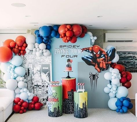 Swing into action with an unforgettable Spider-Man themed birthday party! 🕷️🕸️ From epic balloon arches to web-slinging decor, we’ll transform your space into a superhero’s dream. Whether it’s climbing walls or saving the day, this party will be packed with action, adventure, and fun for all! Let’s make your little hero’s birthday a Marvel-ous experience! 💥🎉 #SpiderManParty #SuperheroBirthday #SpiderManDecor #BirthdayDecor #BalloonDecor #SpiderManTheme #MarvelParty #SuperheroDecor #KidsBirth... Spidey And Friends Balloon Garland, Superhero Balloons, Spiderman Birthday Party Decorations, Spiderman Decorations, Birthday Theme Decoration, Marvel Party, Climbing Walls, Spiderman Theme, Spiderman Birthday Party