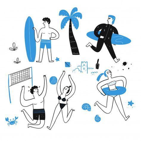 Beach People Illustration, People On The Beach, Beach Sketches, Simple Character, Beach Illustration, Vector People, Wet Wipes, Illustration Character, People Illustration