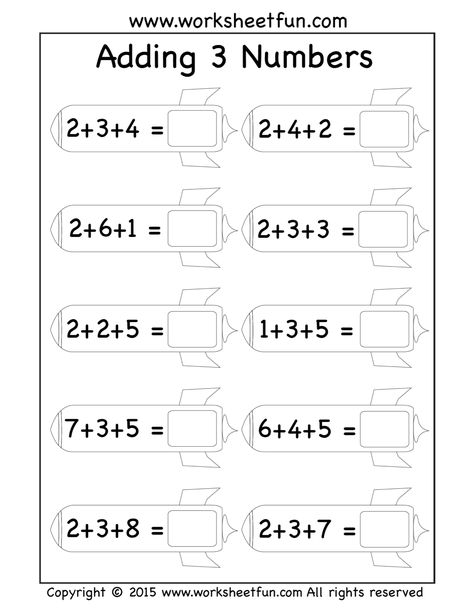 Free Three Addend Worksheets ~ Adding 3 Numbers Rockets Addition Worksheets First Grade, Adding 3 Numbers, Number Worksheets Kindergarten, Kindergarten Math Worksheets Free, Numbers Worksheet, Math Addition Worksheets, First Grade Math Worksheets, Math Pages, First Grade Worksheets