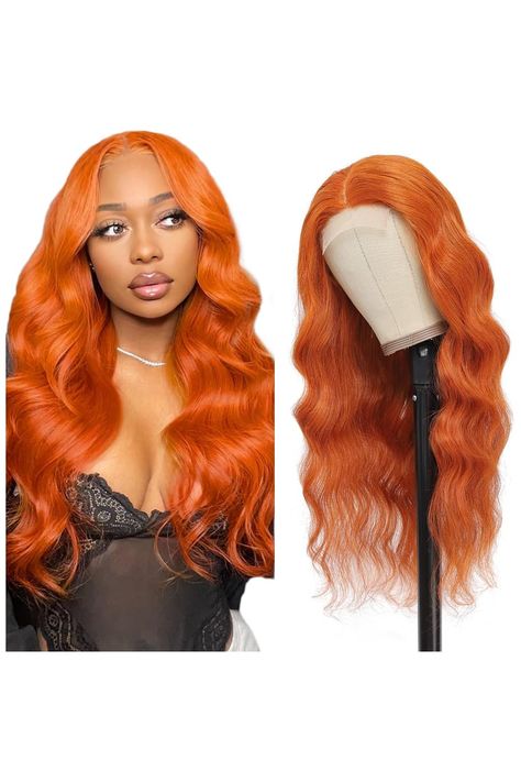 18 Inch Ginger Orange Lace Front Wigs Human Hair 4x4 Lace Closure Wigs Unprocessed Brazilian Virgin Body Wave Colored Human Hair Wigs Pre Plucked with Baby Hair 150% Density #350 Human Hair Wigs Ginger Lace Front Wigs, Burnt Orange Water Wave Wig, Burnt Orange Wig, Burnt Orange Frontal Wig, Orange Lacefront Wig, Orange Human Hair Wig, Water Wave Wig, Orange Wig, Hair Water