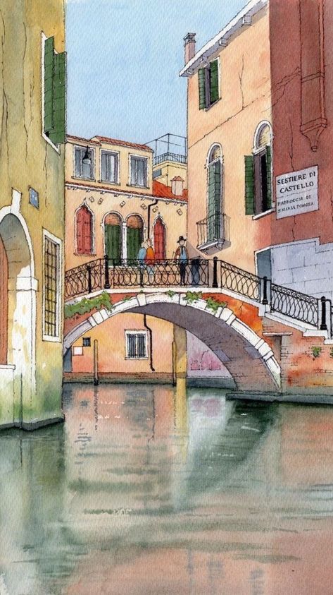 Venice Drawing, Venice Italy Photography, Travel Venice, Watercolor Guide, Venice Painting, Watercolor Art Landscape, Venice Beach California, Watercolor Architecture, Italy Venice