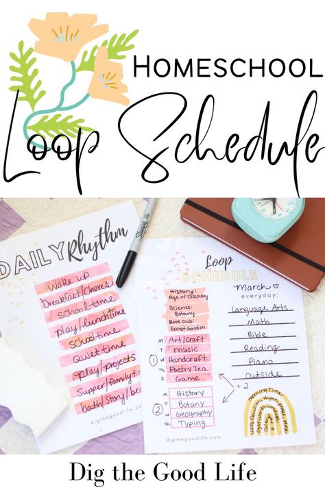 What is a homeschool loop schedule? A homeschool loop schedule is a way to keep track of doing alternating subjects or activities on different days, like setting your homeschool on a flexible loop cycle. Homeschool Loop Schedule, Loop Schedule, Homeschool Schedule Printable, Homeschool Daily Schedule, Homeschool Lesson Planner, Secular Homeschool, Unit Studies Homeschool, Free Homeschool Resources, Week Schedule