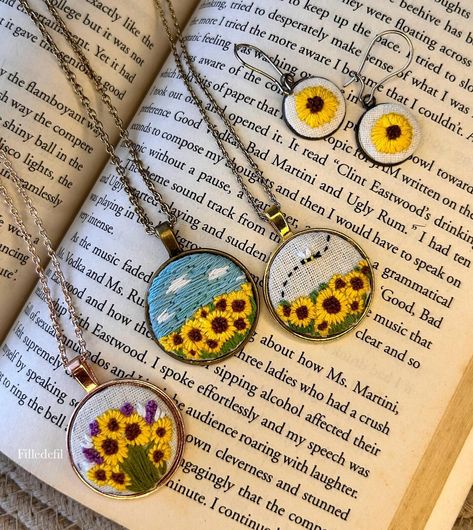 Brighten your day with the charm of embroidered sunflower jewelry, where intricate craftsmanship meets nature’s vibrant beauty.🫶🌻🪡🧵 DM to shop 📩 Shipping all over India 📦 #embroidery #embroideryreels #embroideryart #artist #trendingjewellery #handmadejewelry #sunflower #sunflowers🌻 #sunflowerlove #shopsmall #shopsmallbusiness #shoplocal #filledefil Sunflower Accessories, Hand Embroidered Jewelry, Embroidered Jewelry, Handmade Clay Jewelry, Sunflower Jewelry, Hand Embroidery Projects, Embroidery Jewelry, Handmade Clay, Embroidery And Stitching