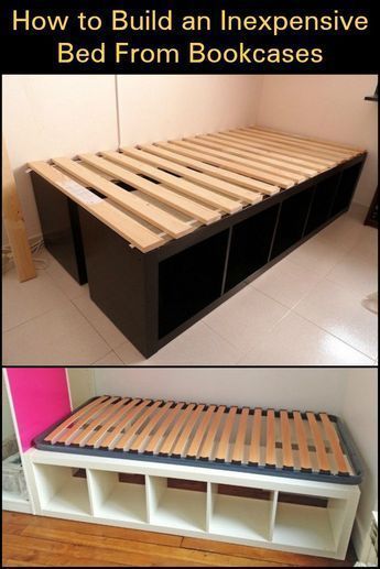 Storage Building Organization, Build A Bed, Ikea Bedroom Storage, Diy Storage Bed, Murphy Bed Ikea, Diy Platform Bed, Bookcase Diy, Built In Bed, Murphy Bed Plans