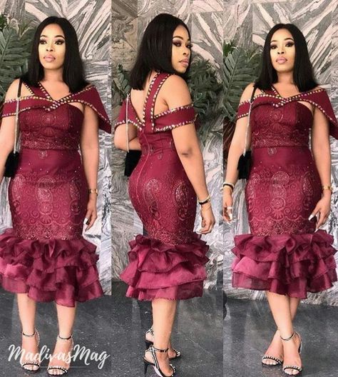 Short Gown Lace Asoebi Styles, Latest Short Gown, Dress Styles For Ladies, Lace Asoebi, Lace Asoebi Styles, Nigerian Dress Styles, Aso Ebi Lace Styles, Nigerian Dress, Lace Gown Styles