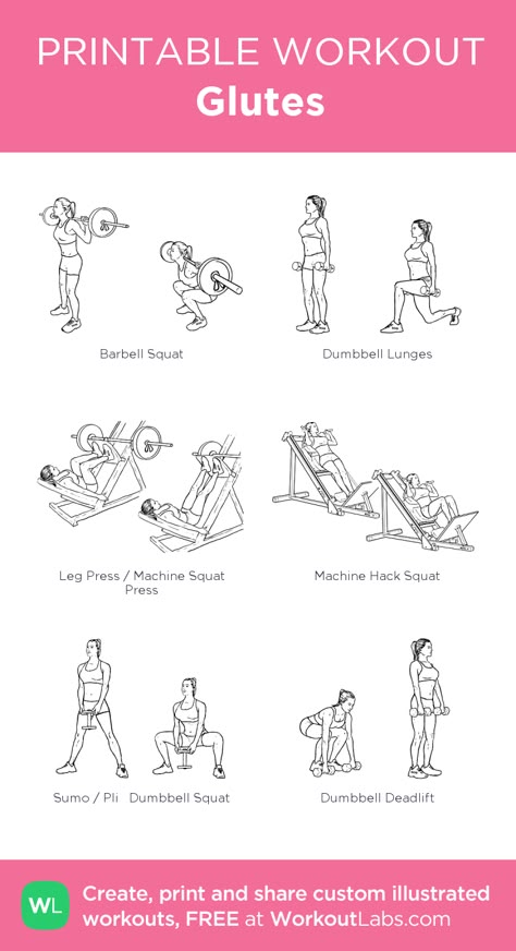 Glutes: my visual workout created at WorkoutLabs.com • Click through to customize and download as a FREE PDF! #customworkout Glutes Gym, Glute Workout Women, Gym Plans, Leg Workouts Gym, Workout Labs, Workout Gym Routine, Printable Workout, Gym Workout Plan For Women, Work Out Routines Gym