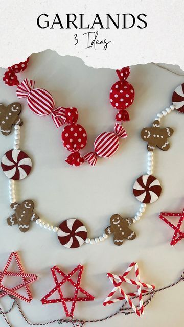 Candy Garland Diy, Diy Christmas Tree Garland Ideas, Garland Ideas Christmas, Diy Christmas Tree Garland, Christmas Tree Garland Ideas, Tree Garland Ideas, Ginger Bread House Diy, Diy Gingerbread, Gingerbread Diy