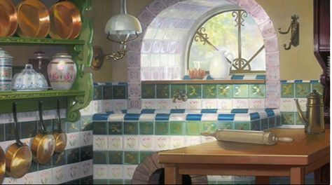 Howl's Moving Castle New Kitchen Ghibli Office, Castle Kitchens, 하울의 움직이는 성, Castles Interior, Howl's Moving Castle, Studio Ghibli Movies, Castle House, Studio Ghibli Art, Ghibli Art