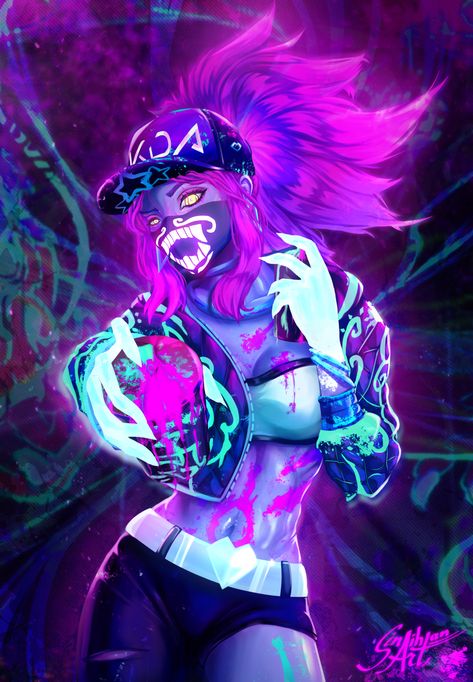 ArtStation - Akali - K/DA [Timelapse], Ernestas Tučkus Akali Kda, Kda Akali, Akali Lol, Evelynn League Of Legends, Akali League Of Legends, League Of Legends Characters, Art Manga, Lol League Of Legends, Cyberpunk Art