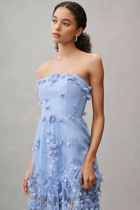 Helsi Audrey Square-Neck Floral Applique Sheer Midi Dress | Anthropologie Hydrangea Dress, Sheer Midi Dress, Mother Of The Groom Dress, Purple Midi Dress, Organza Dress, Unique Dress, Guest Attire, Romantic Dress, Pink Midi Dress