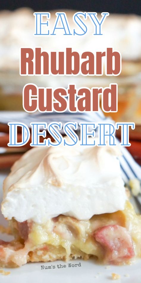 Rhubarb Meringue Cake, Rhubarb Custard Pie With Meringue, Rhubarb Recipes With Meringue, Rhubarb Custard Meringue Pie, Rhubarb Fluff Dessert, Rhubarb Custard Cake, Rhubarb Custard Cake Recipes, Rhubarb Pie With Meringue, Rhubarb Desserts With Meringue