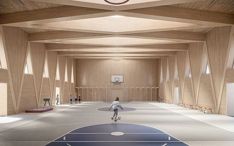 School Sports Hall in Aquilonia, Italy Interior Rendering Architecture, Italy Project, School Hall, Hotel Ballroom, Sports Hall, Hall Interior, Sport Hall, Architecture Building Design, Dance School