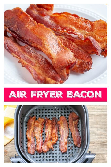 The easiest and most delicious way to make the perfect bacon - In an air fryer! Step-by-step how to make some seriously good bacon.  #bacon #airfryer #airfryerbacon #howtomakebacon  via @foodlovinfamily Bacon Airfryer, Air Fry Bacon, Air Fryer Recipes Chips, Air Fryer Bacon, Bacon Food, Perfect Bacon, Air Fryer Recipes Breakfast, Air Fryer Recipes Appetizers, Air Fryer Recipes Snacks