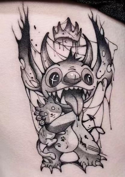 Black Witch Tattoo, Evil Stitch Tattoo, Disney Horror Tattoos, Gothic Disney Tattoo, Gaming Tattoos For Men, Easy Tattoo Sketches, Dark Fairy Tattoo Designs, Dark Skull Tattoo Design, Tight Tattoos For Women