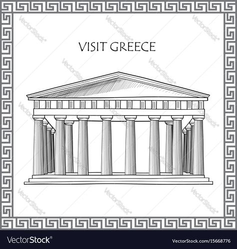 Greece Drawing, Acropolis Greece, Athens Travel, Visit Greece, Frame Download, Cartoon Artist, Athens Acropolis, Vector Frame, Road Trip Car