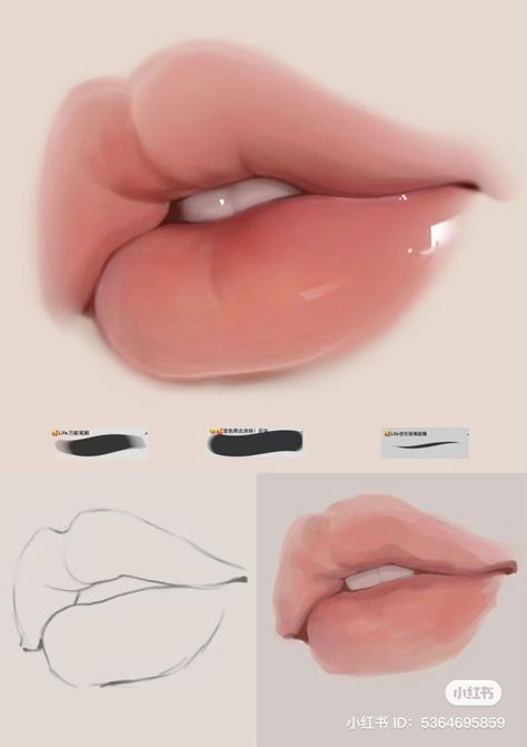 Flirty Face Drawing, Anime Character Design References, Lip Tutorial Drawing, Drawing Painting Ideas, All Natural Beauty, Anime Lips, Lip Drawing, Makeup Drawing, Nose Drawing