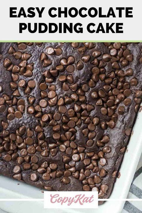 Lava Cake Recipe With Box Cake, Chocolate Cobbler With Box Cake, Hot Fudge Cake From Box Cake, Chocolate Pudding Cake Mix Recipe, Triple Chocolate Cake Mix Recipes, Triple Chocolate Fudge Cake Mix Recipes, Chocolate Chip Pudding Cake, Pudding In Cake Mix Boxes, Chocolate Poke Cake With Pudding