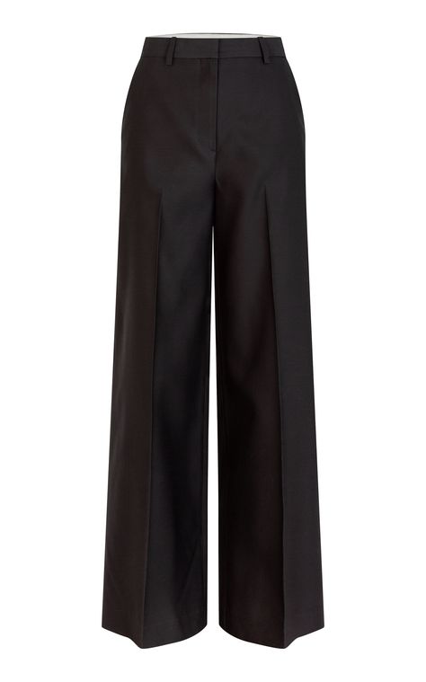 Heirlome - Barri Relaxed Wool-Silk Wide-Leg Pants - Black - US 10 - Only At Moda Operandi Silk Wide Leg Pants, Fashion Stylist, Pants Black, Moda Operandi, Bottoms Pants, Leg Pants, Black Pants, Wide Leg Pants, Dress Shoes