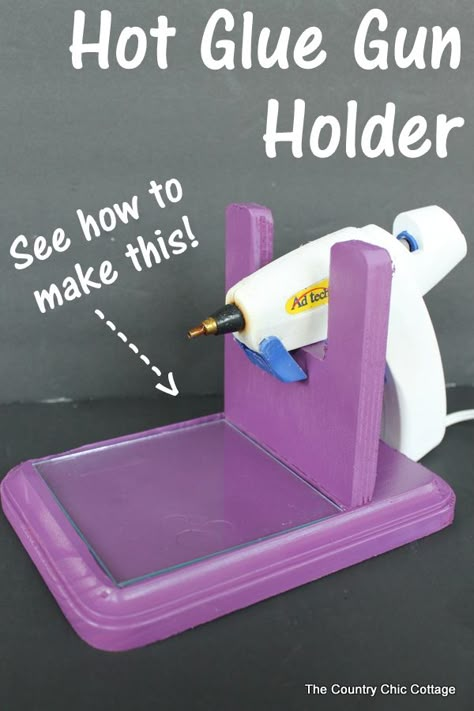 How to make a hot glue gun holder -- make this for your home or craft room! Flat Storage, Dream Craft Room, Country Chic Cottage, Office Crafts, Craft Room Storage, Craft Room Office, Sewing Rooms, Craft Room Ideas, Craft Room Organization